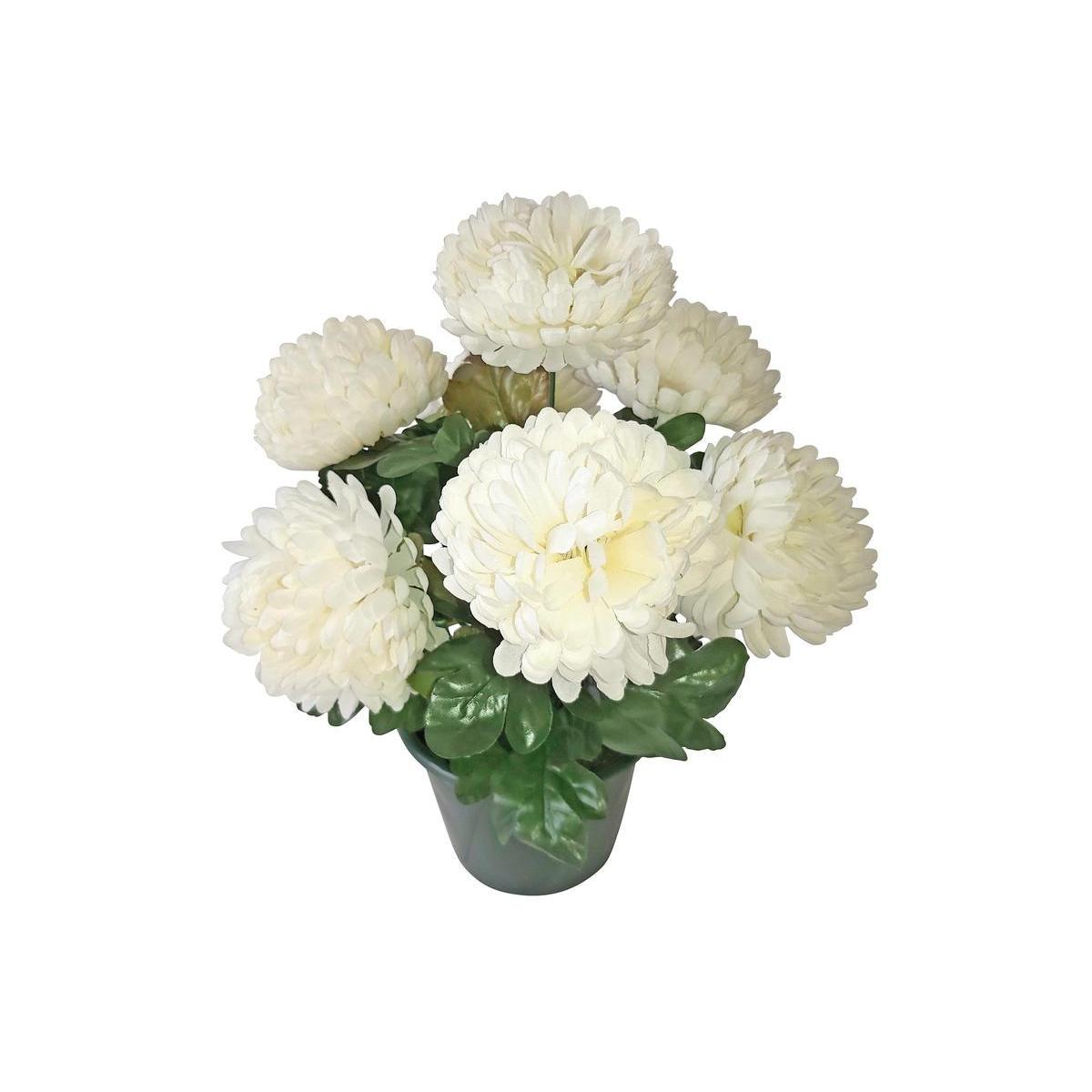 Pot de chrysanthèmes artificielles - H 32 cm - Différents modèles