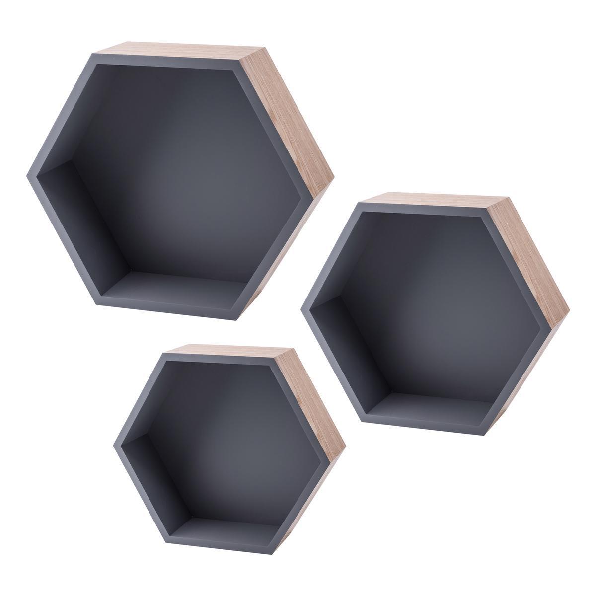 3 étagères Hexagonales