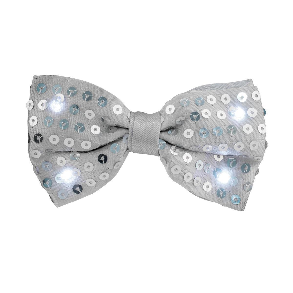 Nœud papillon LED à sequins - Argent