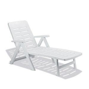 Transat pliant - 72 x 190 x H 96 cm - Blanc