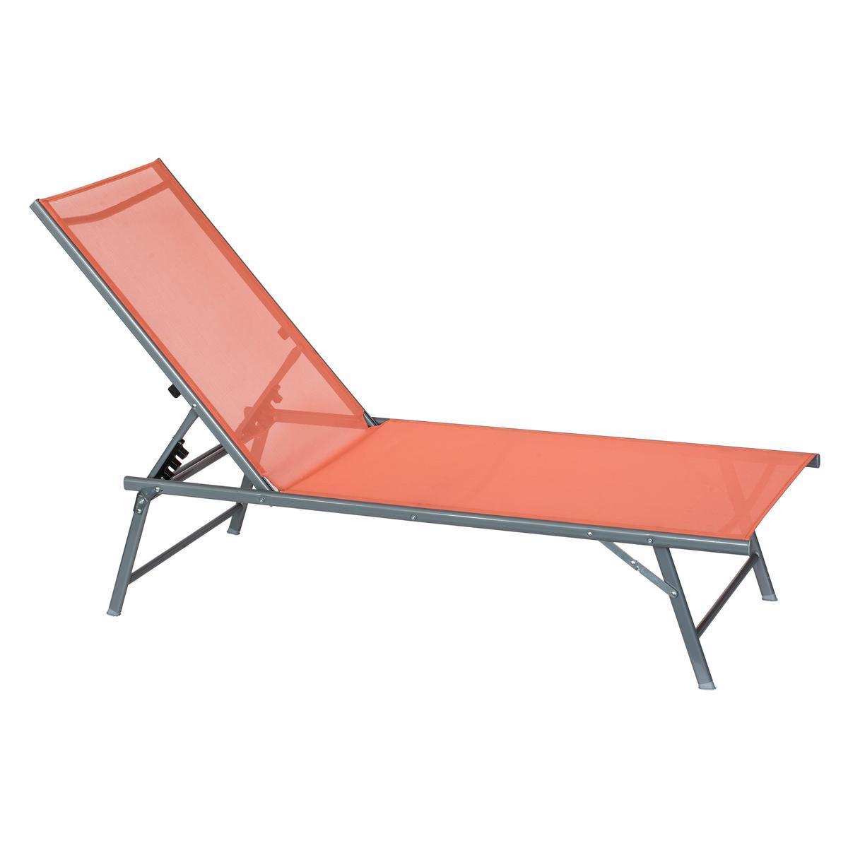 Transat Nolia - 181 x 55 x H 32.5 cm - Orange corail