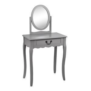 Coiffeuse 1 tiroir + miroir - 66 x 36,5 x H 127 cm - Gris