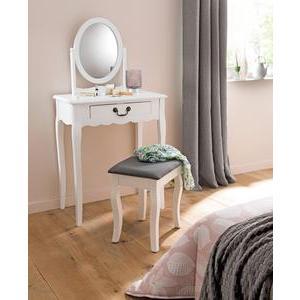 Coiffeuse 1 tiroir + miroir - 65 x 37 x H 127 cm - Blanc - K.KOON