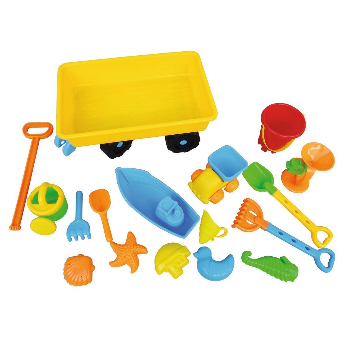 Chariot avec 15 jouets de plage