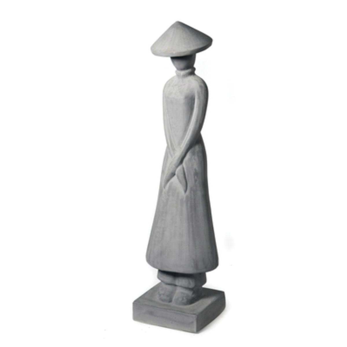 Statue Balinaise - ø 23 x H 97 cm - Gris - MOOREA