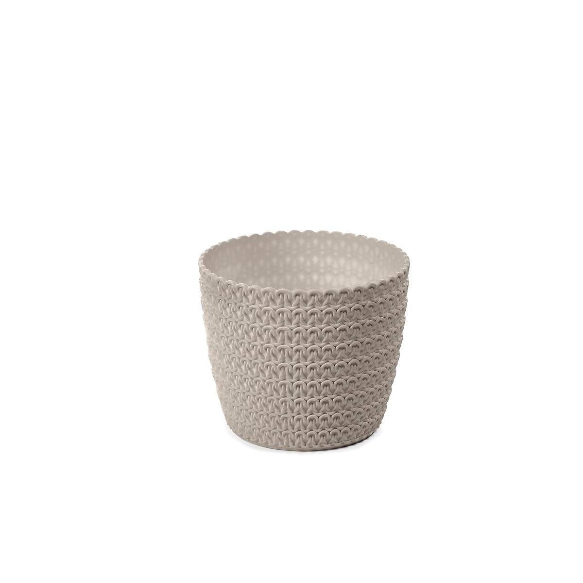 Pot effet tricot - ø 14 x H 12 cm - Blanc