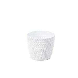 Pot rond Magnolia Jersey effet crochet - Différents modèles - ø 16 x H 19 cm - Blanc