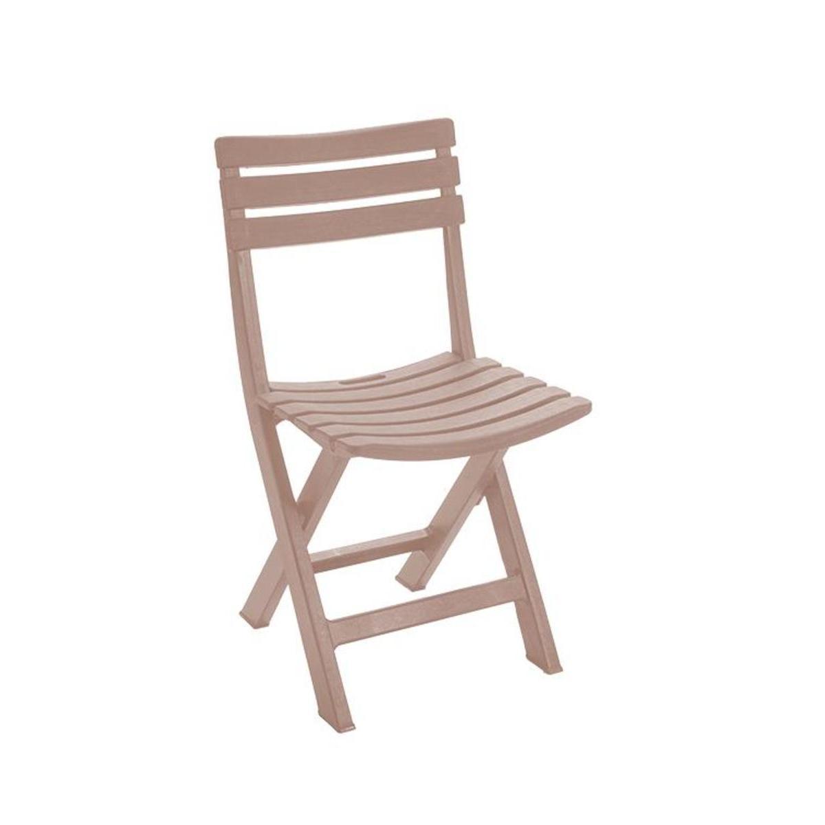 Chaise pliante effet bois - 44 x H 78 x 41 cm - Taupe