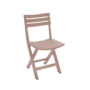 Chaise pliante effet bois - 44 x H 78 x 41 cm - Taupe
