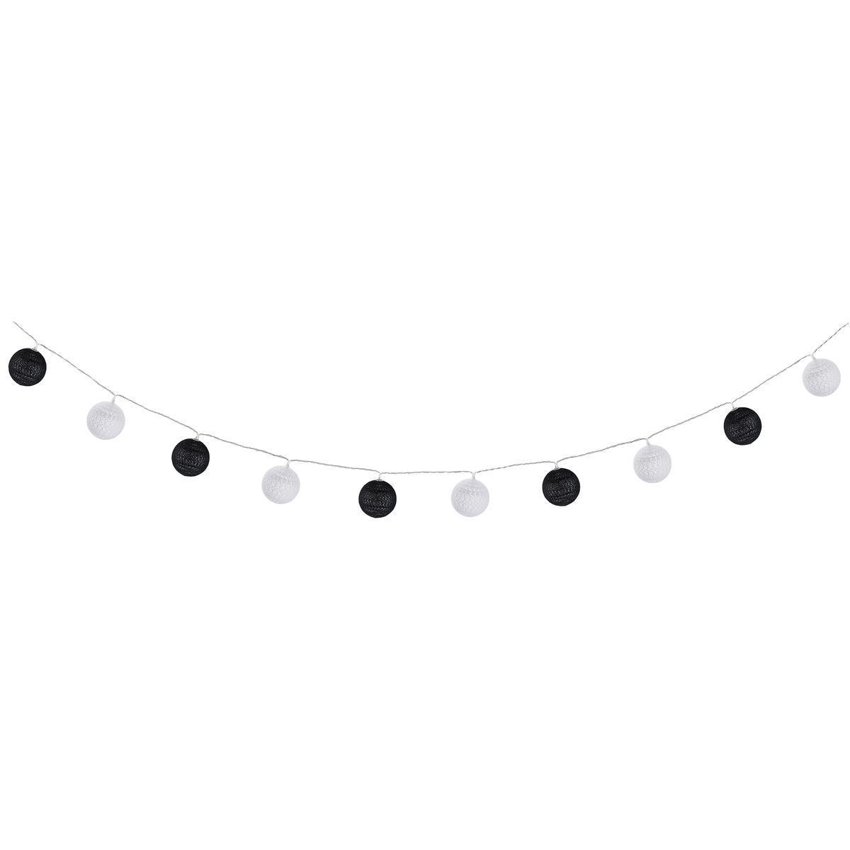Guirlande LED 10 boules - ø 6 x L 120 cm - Différents modèles - Noir, blanc