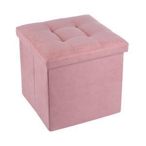 Pouf-coffre pliant Malo - 38 x L 38 x H 38 cm - Rose - K.KOON