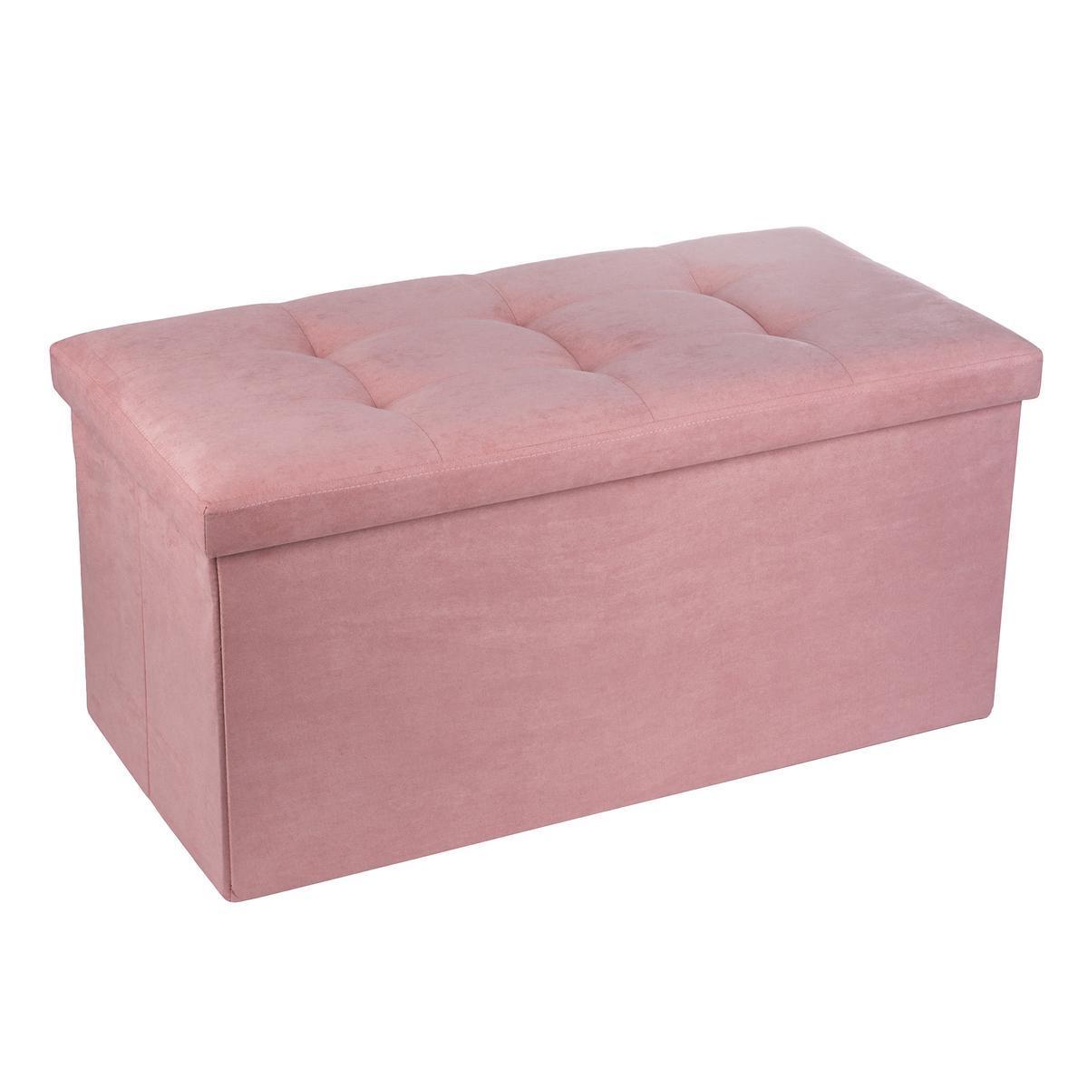 Banc-coffre pliant Malo - 38 x L 76 x H 38 cm - Rose - K.KOON