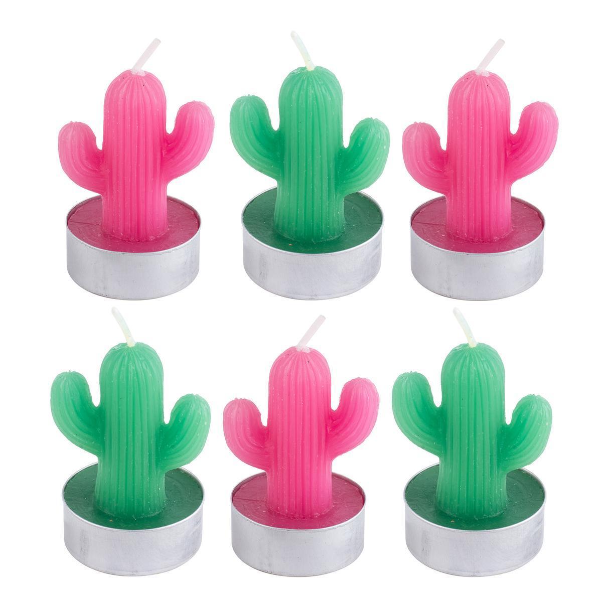 6 bougies cactus - Rose, vert