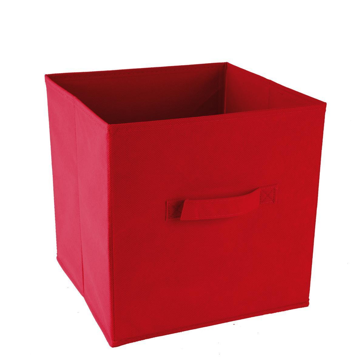 Cube de rangement uni - 28 x 28 x 28 cm - Rouge