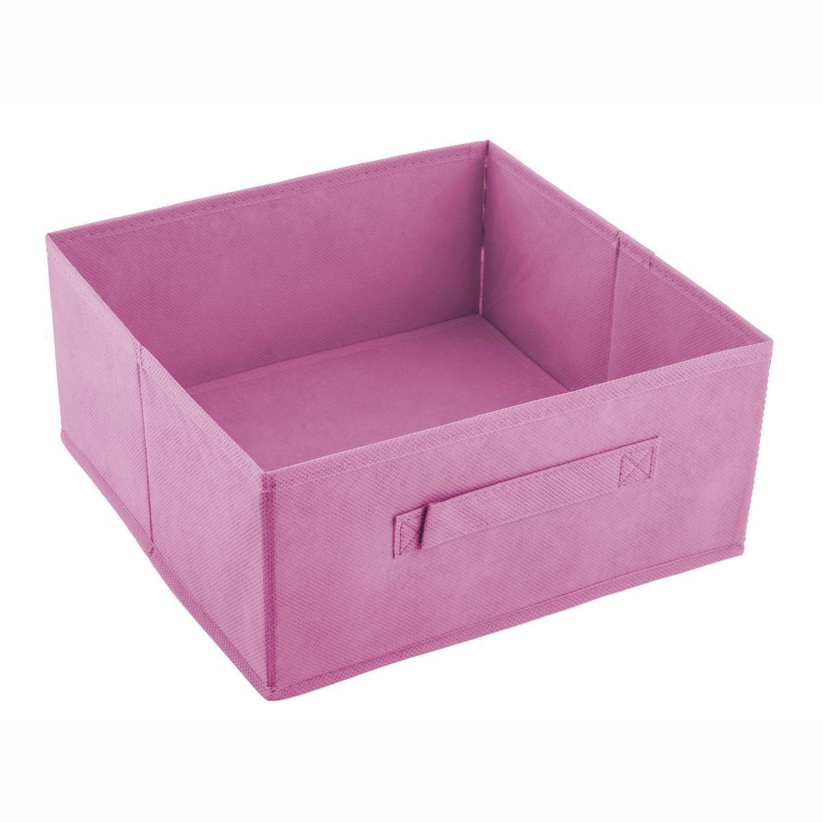 Panier de rangement uni - 28 x 13 x 28 cm - Rose