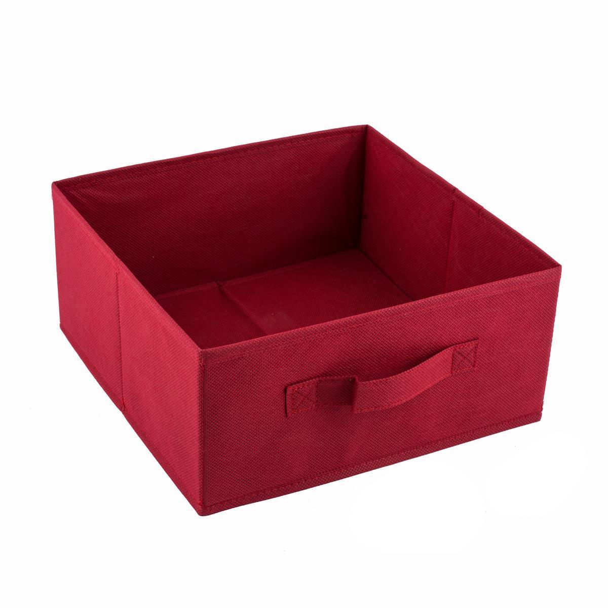 Panier de rangement uni - 28 x 13 x 28 cm - Rouge