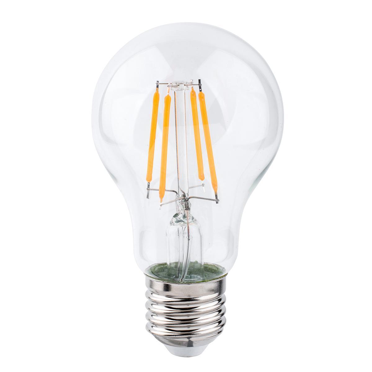 Ampoule à filaments LED A60 E27 - 800 LM - Transparent, blanc chaud