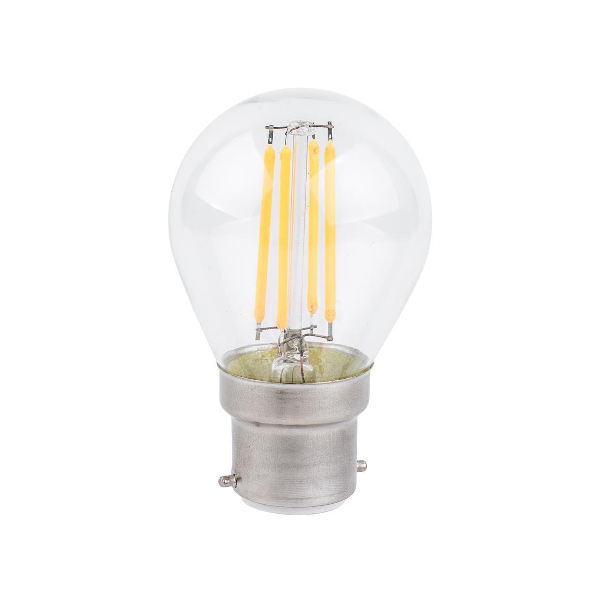 Ampoule à filaments LED G45 B22 - 400 LM - Transparent, blanc chaud