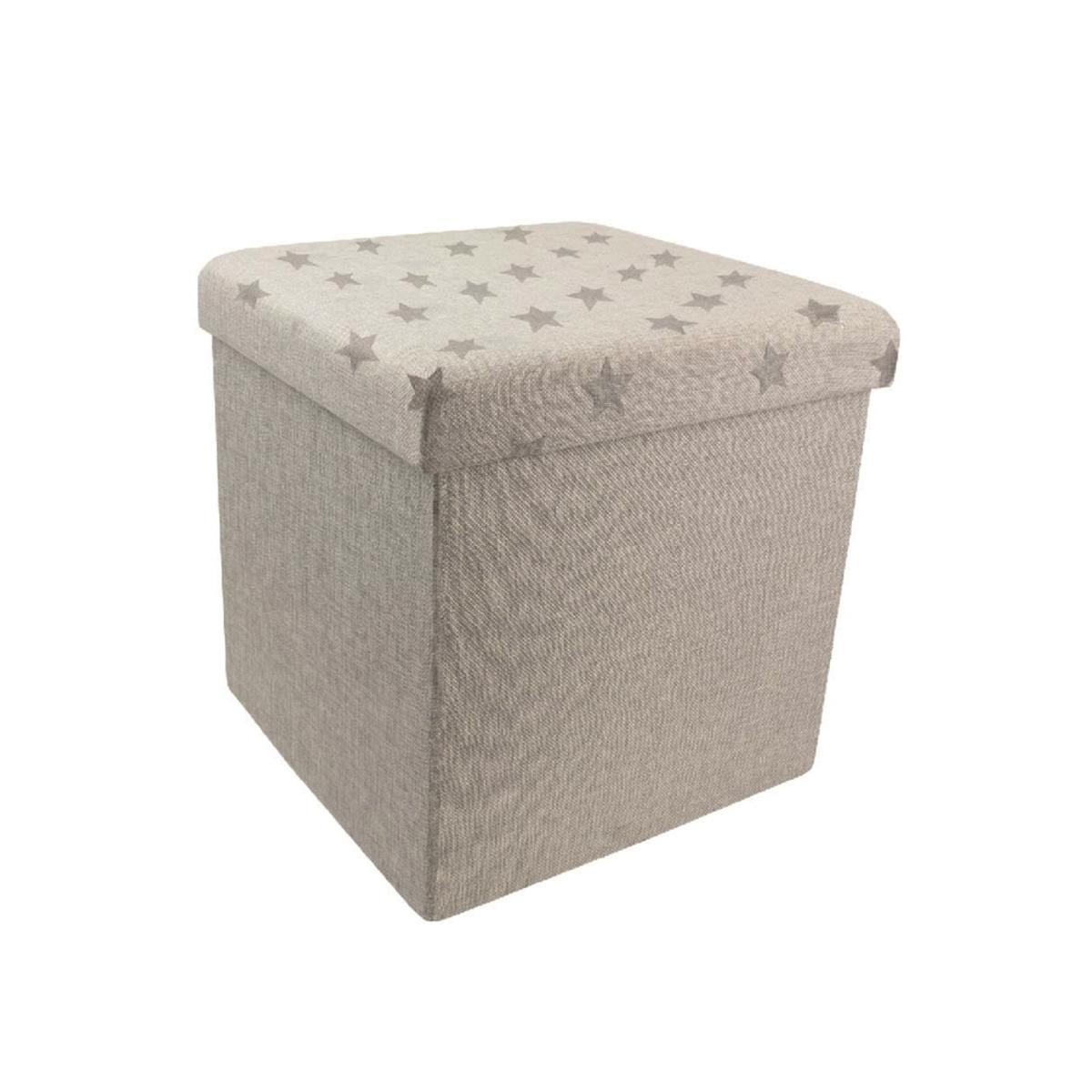 Coffre pouf pliable - 37.5 x 37.5 x H 37.5 cm - Gris clair