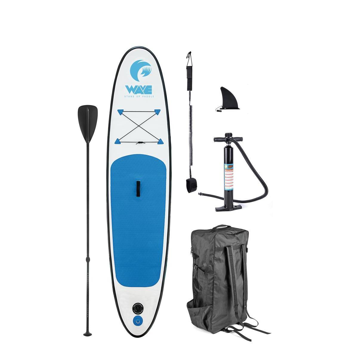 Paddle + accessoires - 305 x 71 x 10 cm - Blanc, bleu