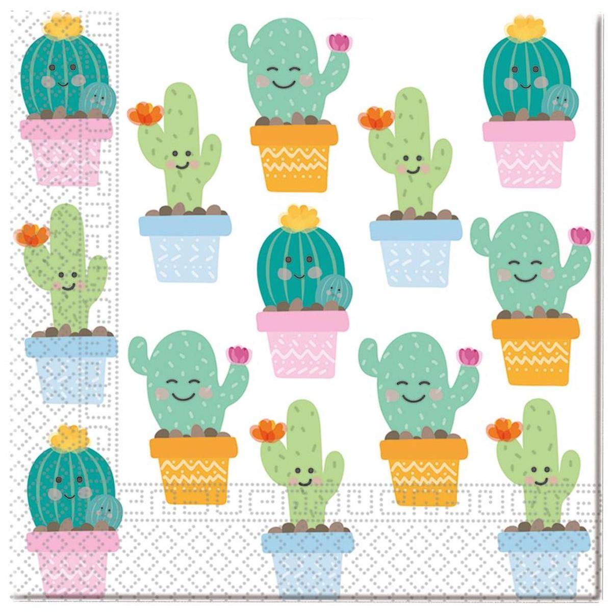 20 serviettes jetables cactus - 33 x 33 cm