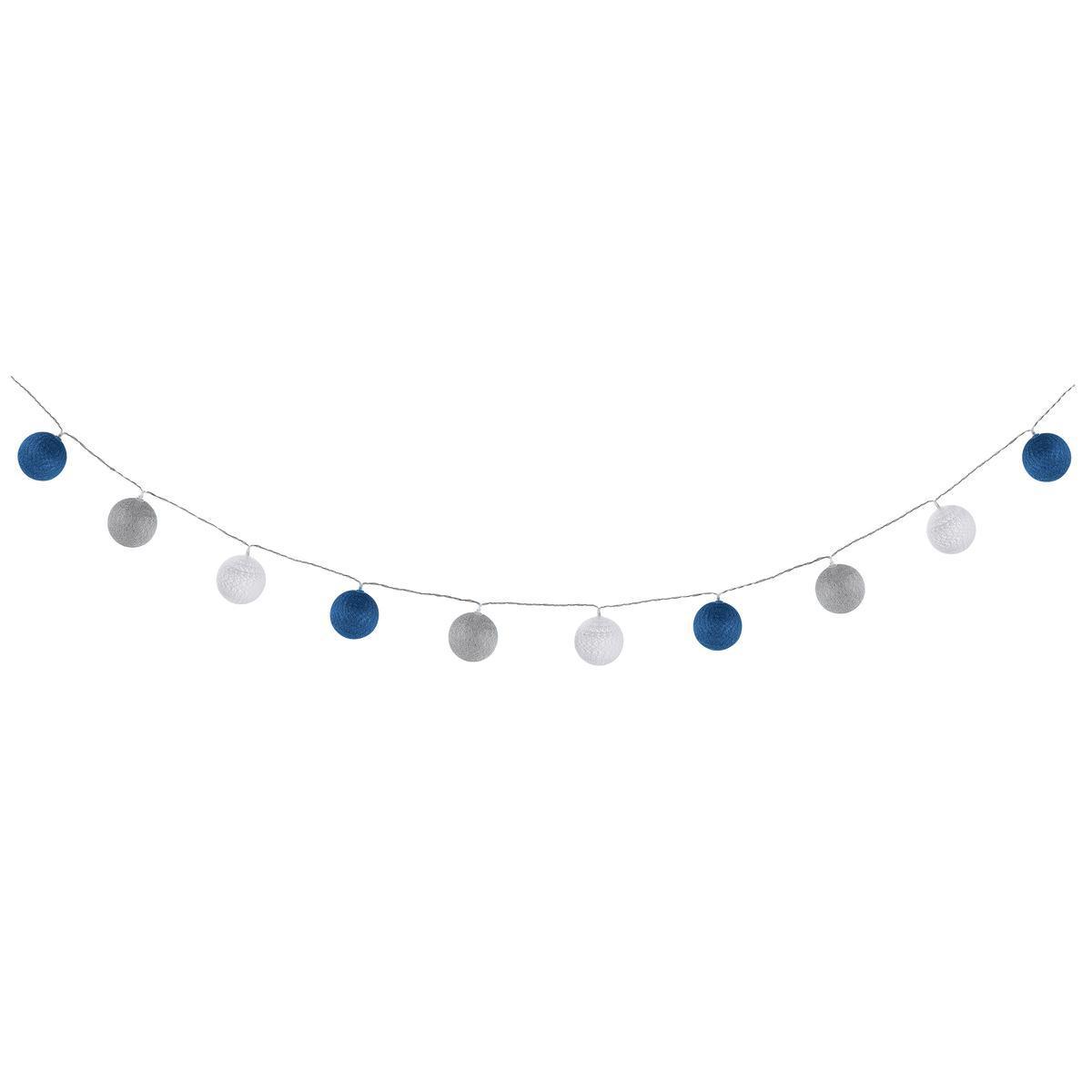 Guirlande 10 boules à leds - L 120 cm - Bleu, gris, blanc - K.KOON