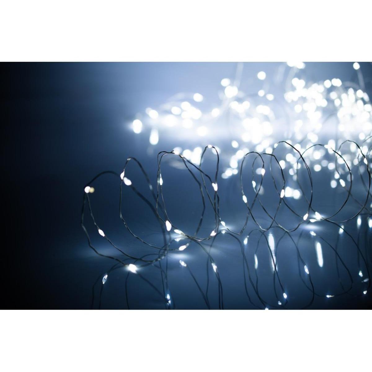 Guirlande électrique 240 micro-LED - L 24 m Ext 2 m - Blanc froid