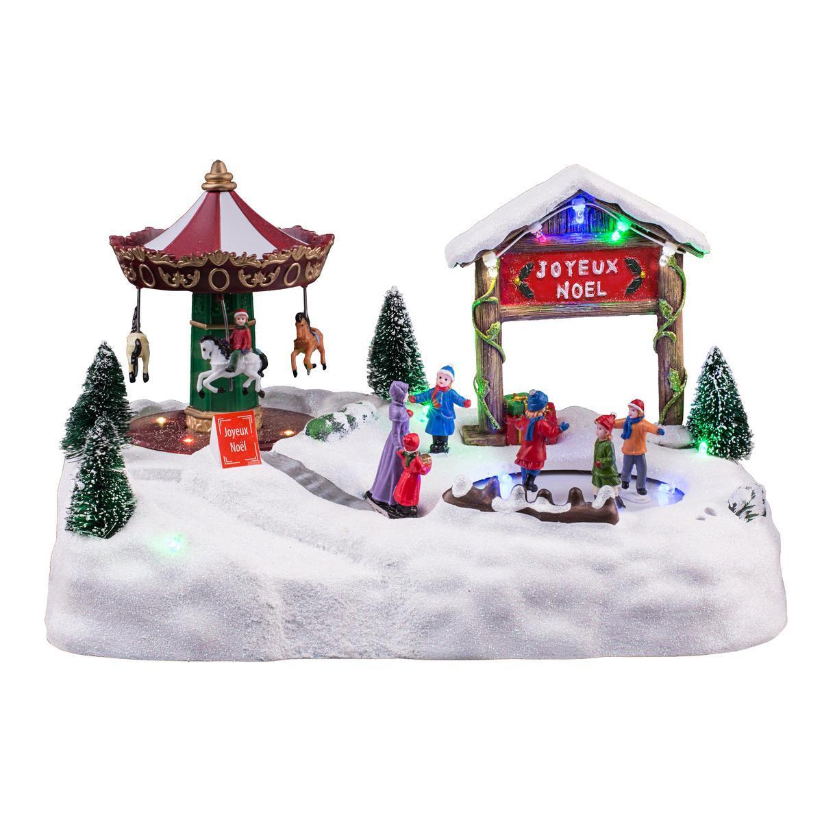 Carrousel + patinoire animés LED - 19 x L 28 x H 16 cm - FAIRY STARS