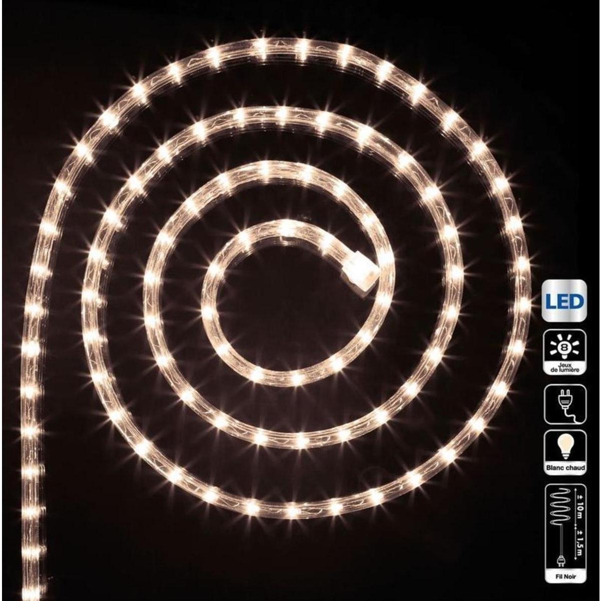 Guirlande électrique tube LED - 10 m - Blanc chaud