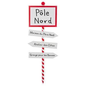 Pancarte en bois Pôle Nord - 43 x H 120 cm