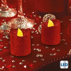 Bougies LED votive pailletées x 2 rouge