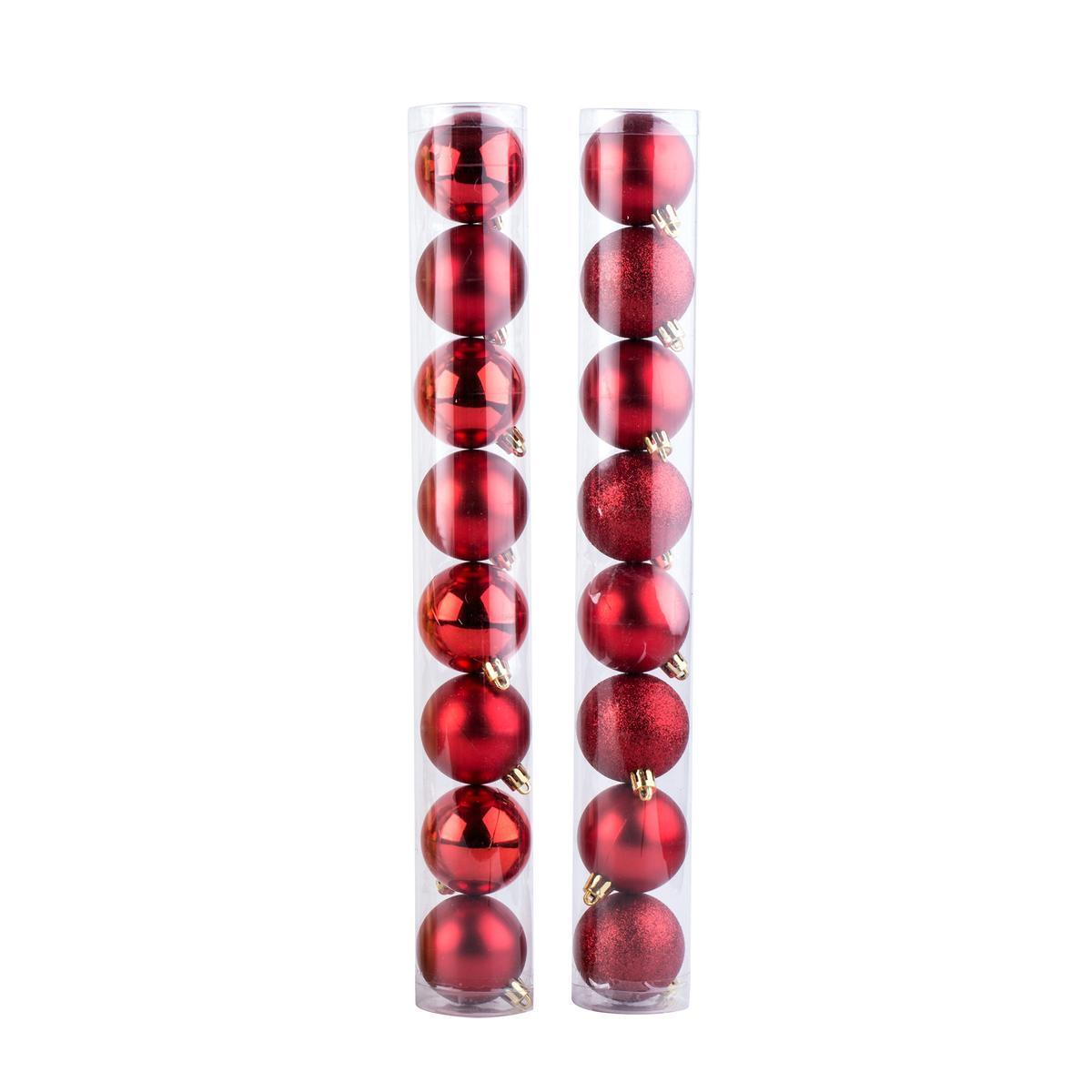 BOULES 5CM X8 ROUGE 2ASS