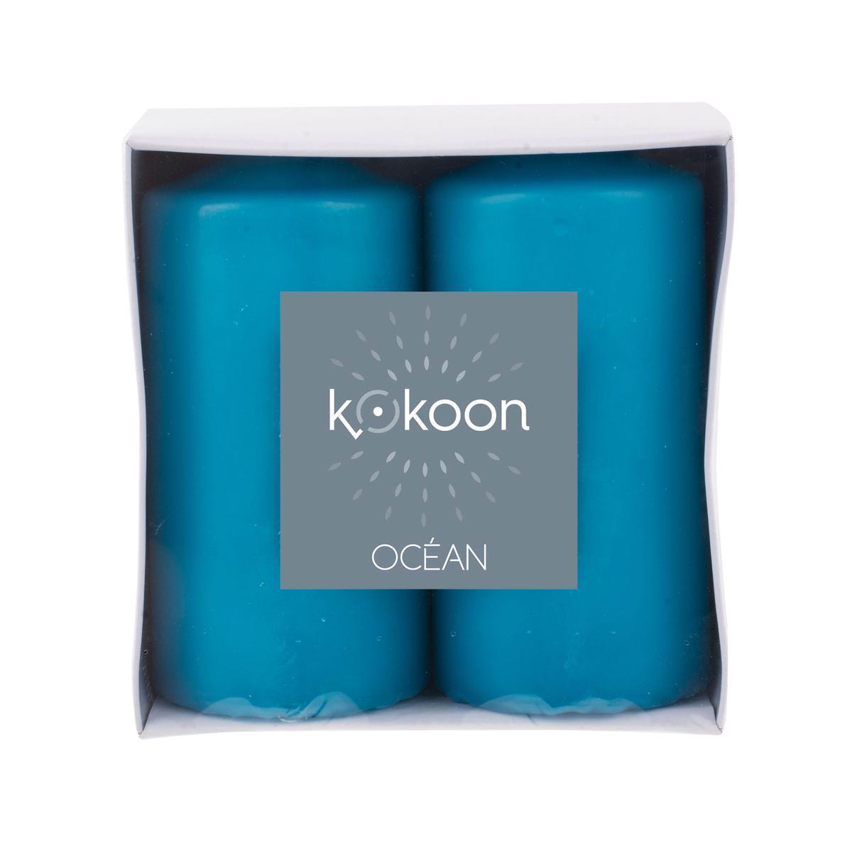 2 bougies cylindriques parfumées - ø 4.8 x H 10 cm - Différents modèles et parfums - Bleu - K.KOON