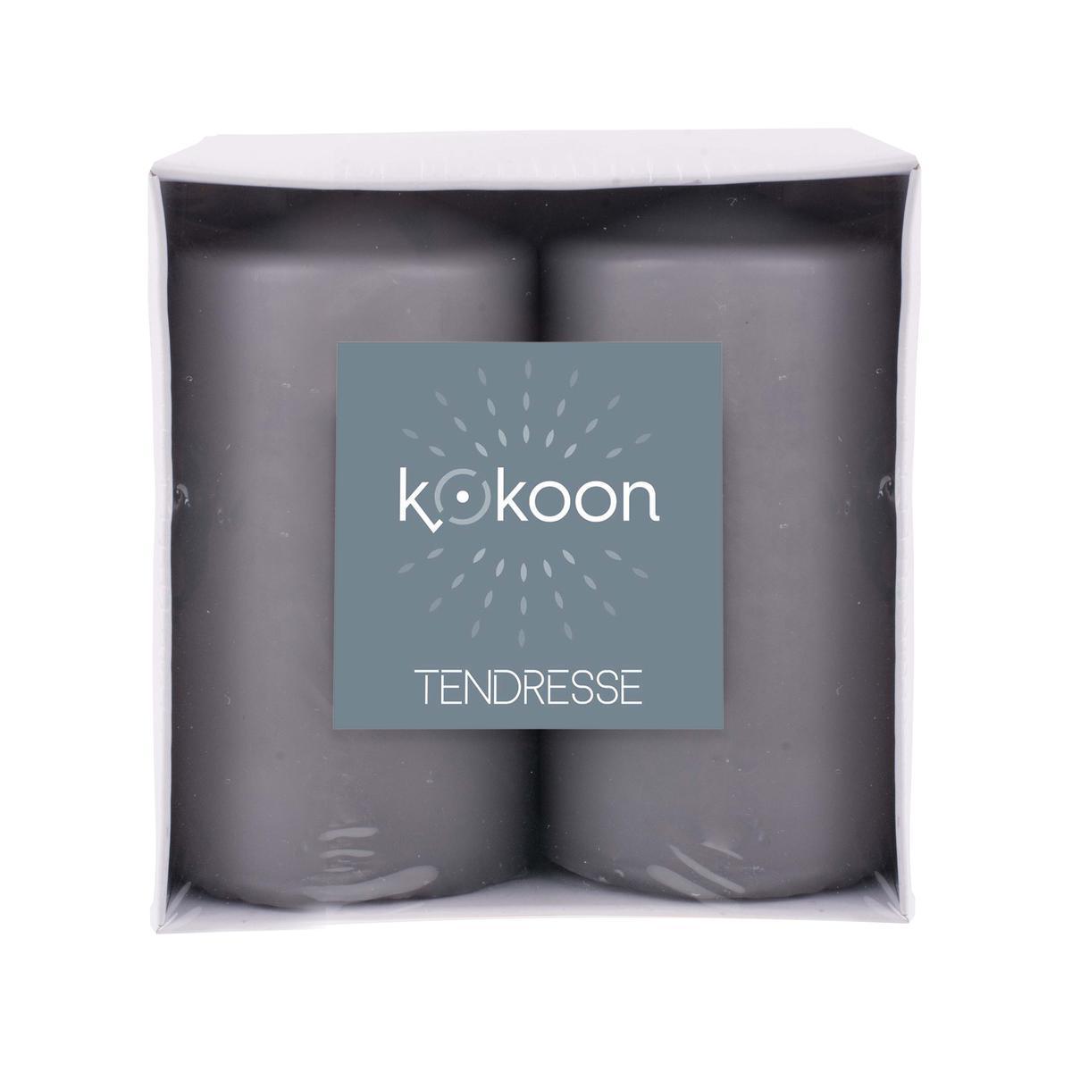 2 bougies cylindriques parfumées - ø 4.8 x H 10 cm - Différents modèles et parfums - Gris - K.KOON