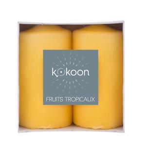 Lot de 2 bougies cylindriques parfumées - ø 4.8 x H 10 cm - Fruits tropicaux - Jaune - K.KOON