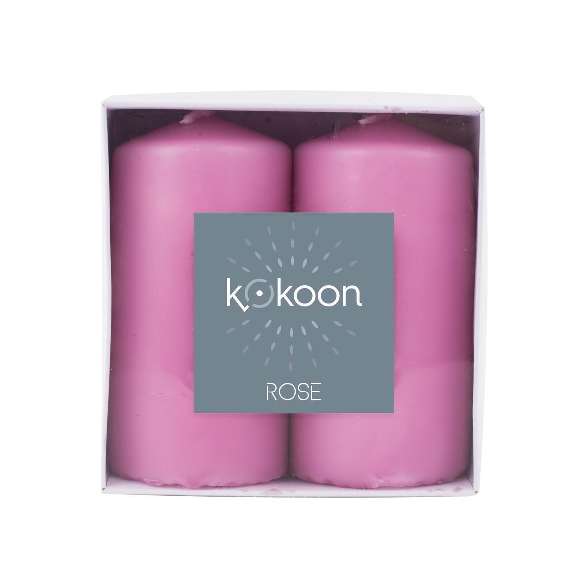 Lot de 2 bougies cylindriques parfumées - ø 4.8 x H 10 cm - Rose - Jaune - K.KOON