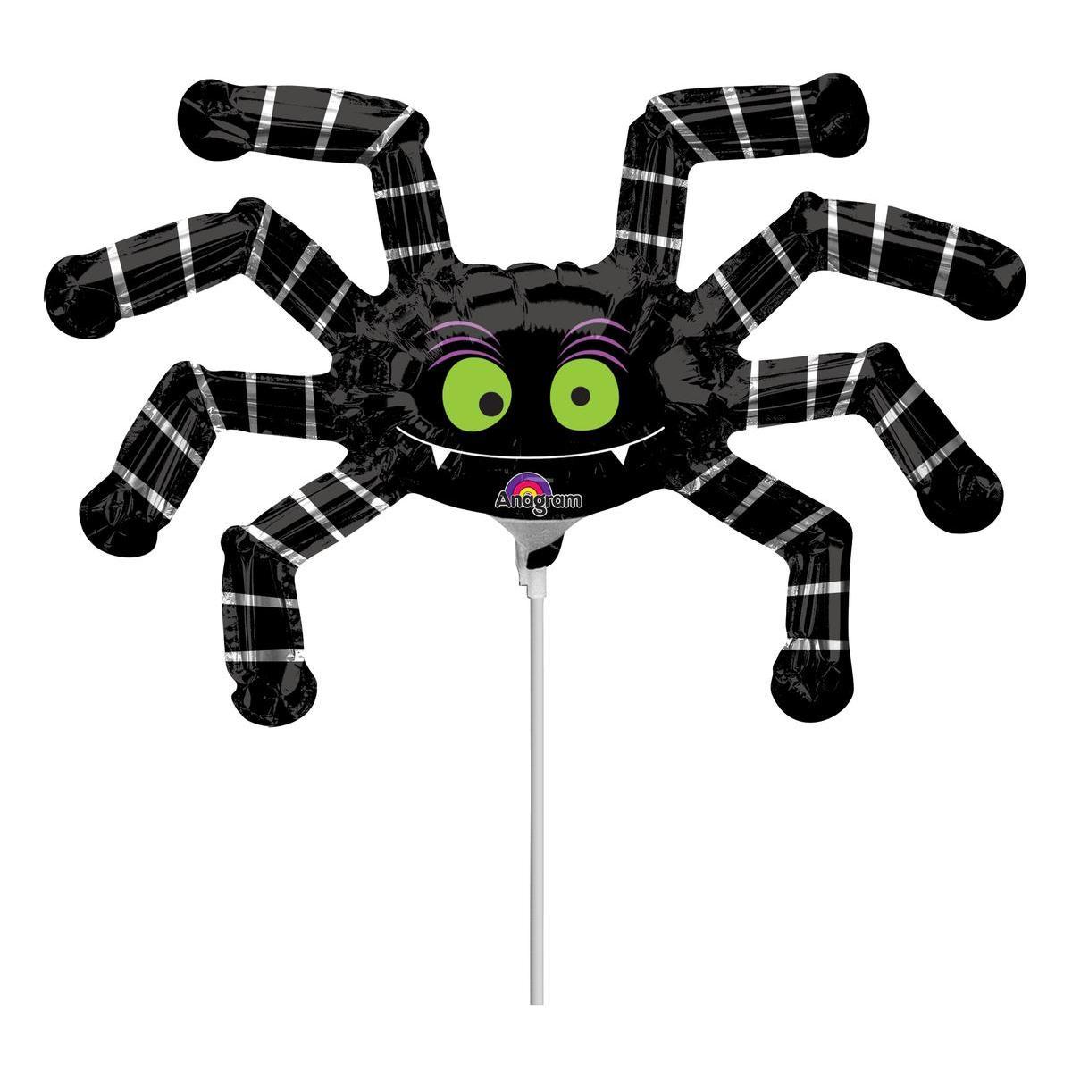 Ballon Halloween araignée gonflable et sa tige - Noir