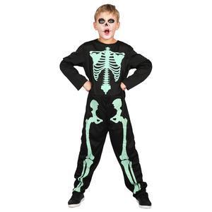 Déguisement de mini-squelette phosphorescent - Taille Enfant : S/ M/ L - Noir, vert