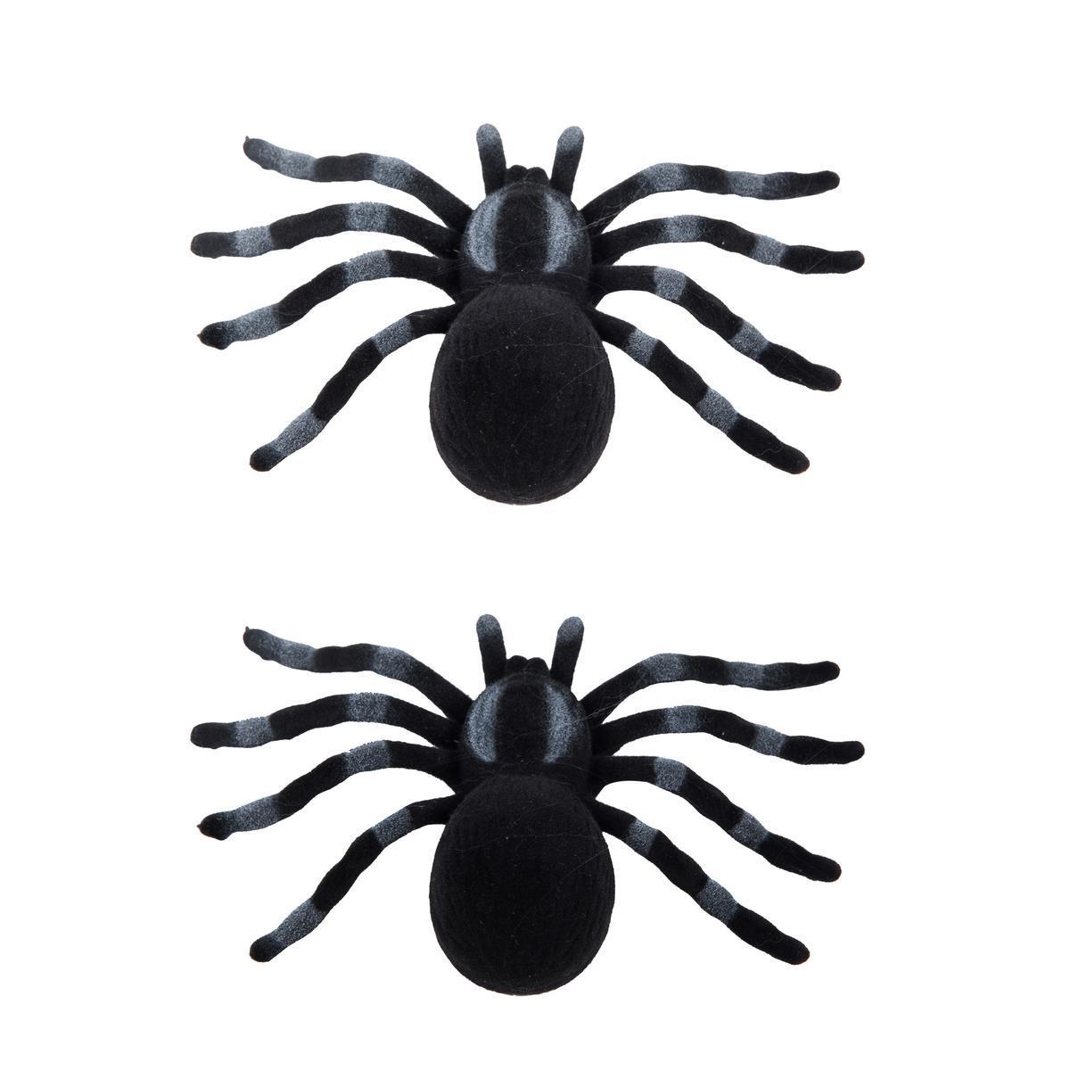 2 araignées effet velours - 19 x 14.5 x 3.5 cm - Différents modèles - Marron, noir