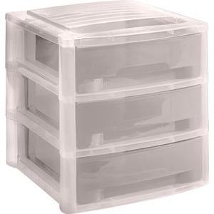 Tour de rangement A4 - 3 tiroirs bas - 36 x H 30 x 27 cm - Transparent