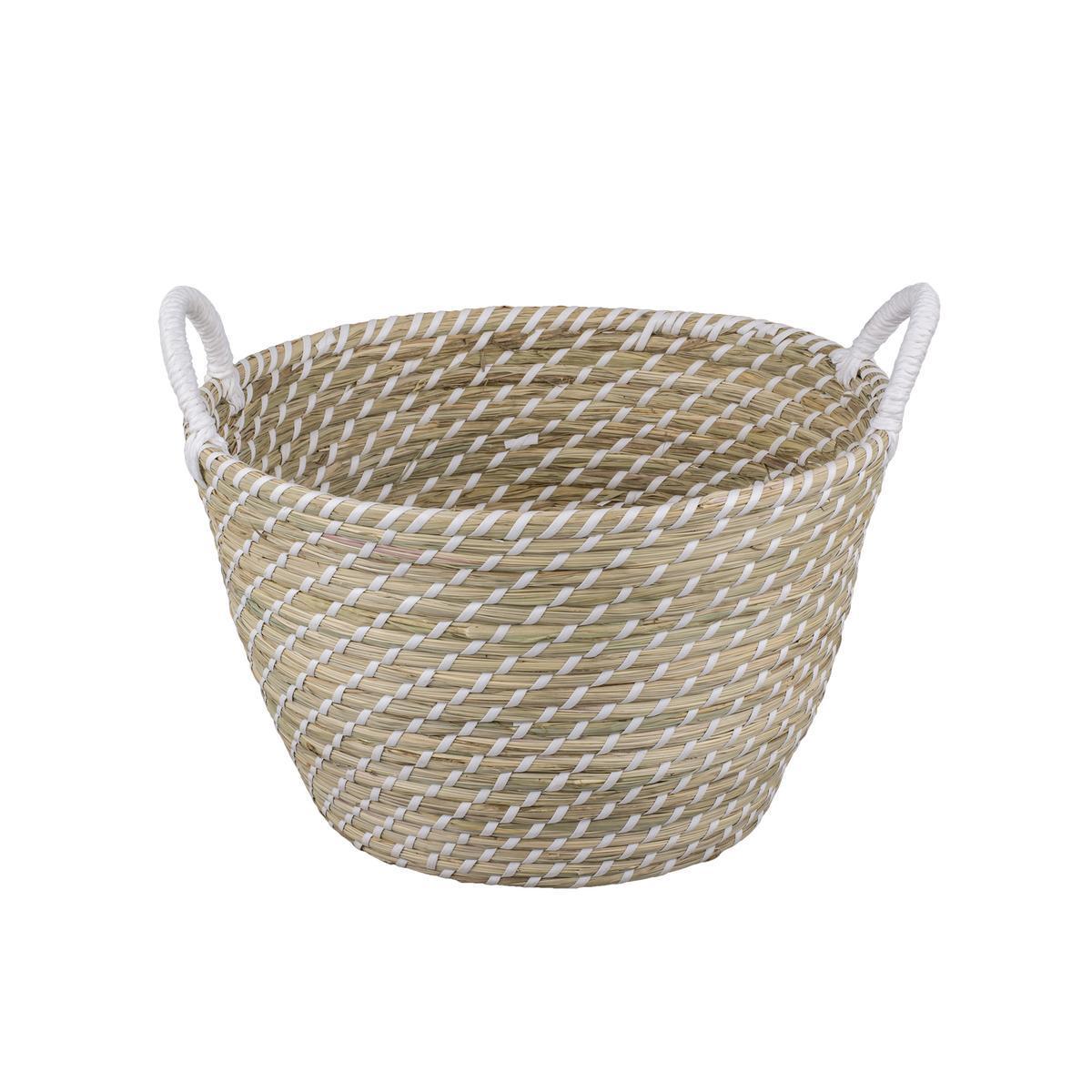 Panier tressé rond Ethnique - ø 40 x H 27 cm