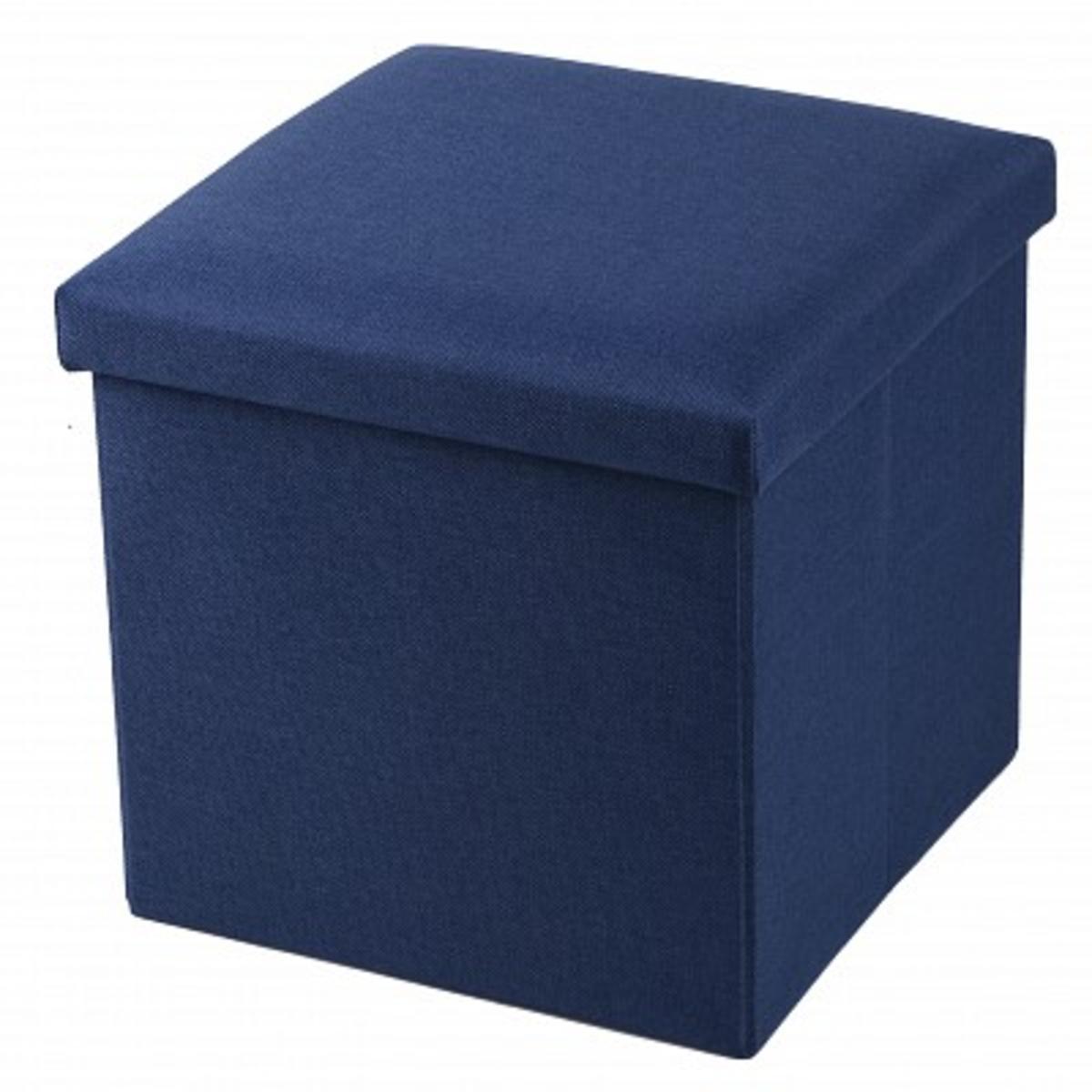 Coffre-pouf pliant - 38 x 38 x 38 cm - Bleu