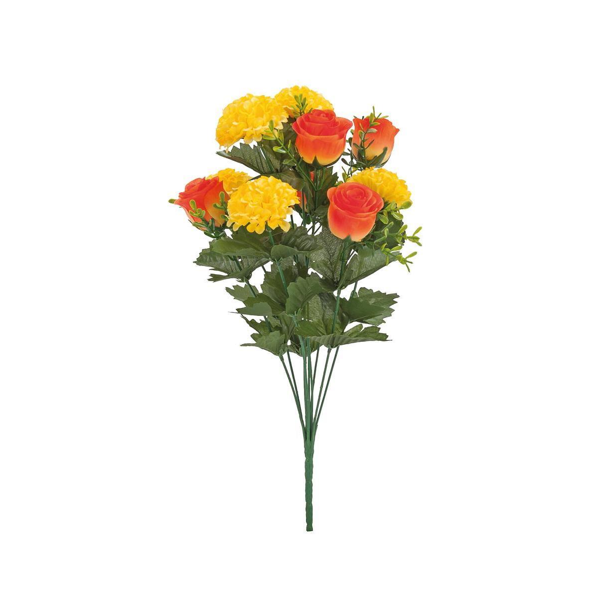 Bouquet de zinnias et boutons de roses - Différents coloris