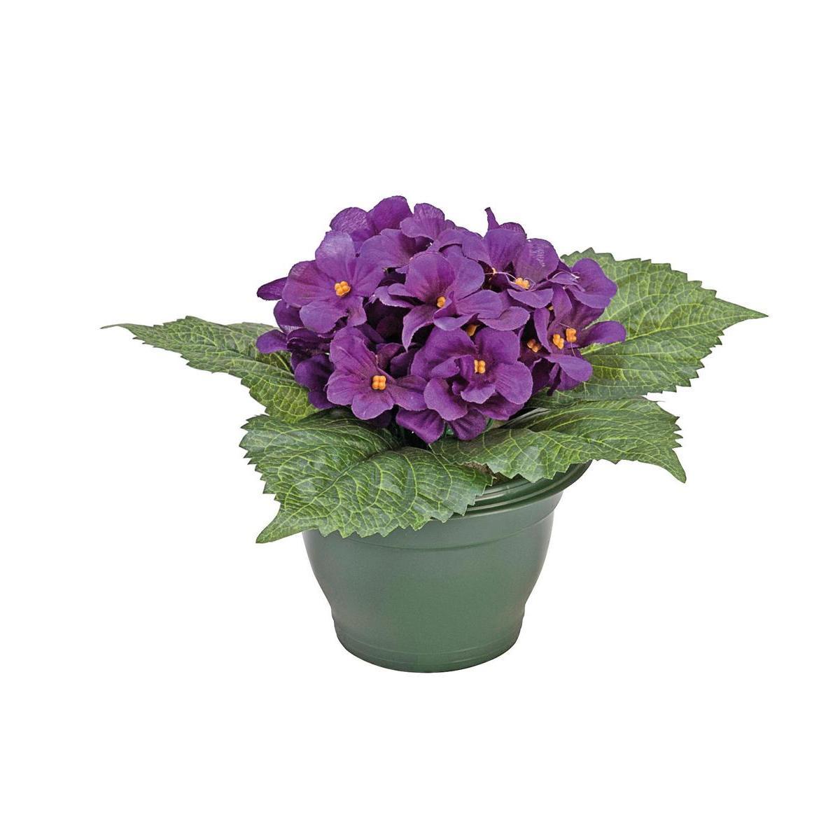 Pot de violettes artificielles - H 18 cm