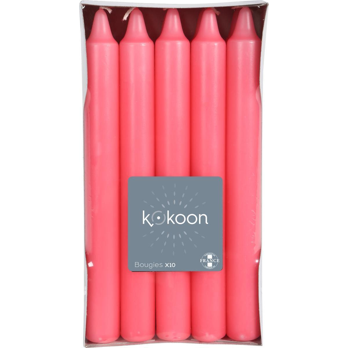 10 bougies ménage non-parfumées - ø 10 x H 18 cm - Différents coloris - Rose - K.KOON
