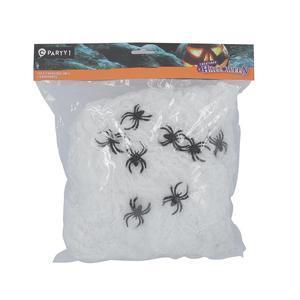 Toile avec 8 araignées - Blanc et noir