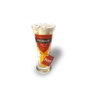 Verre à bière + bonbons 175 g - ø 7.8 x H 17.5 cm - Transparent, jaune, blanc