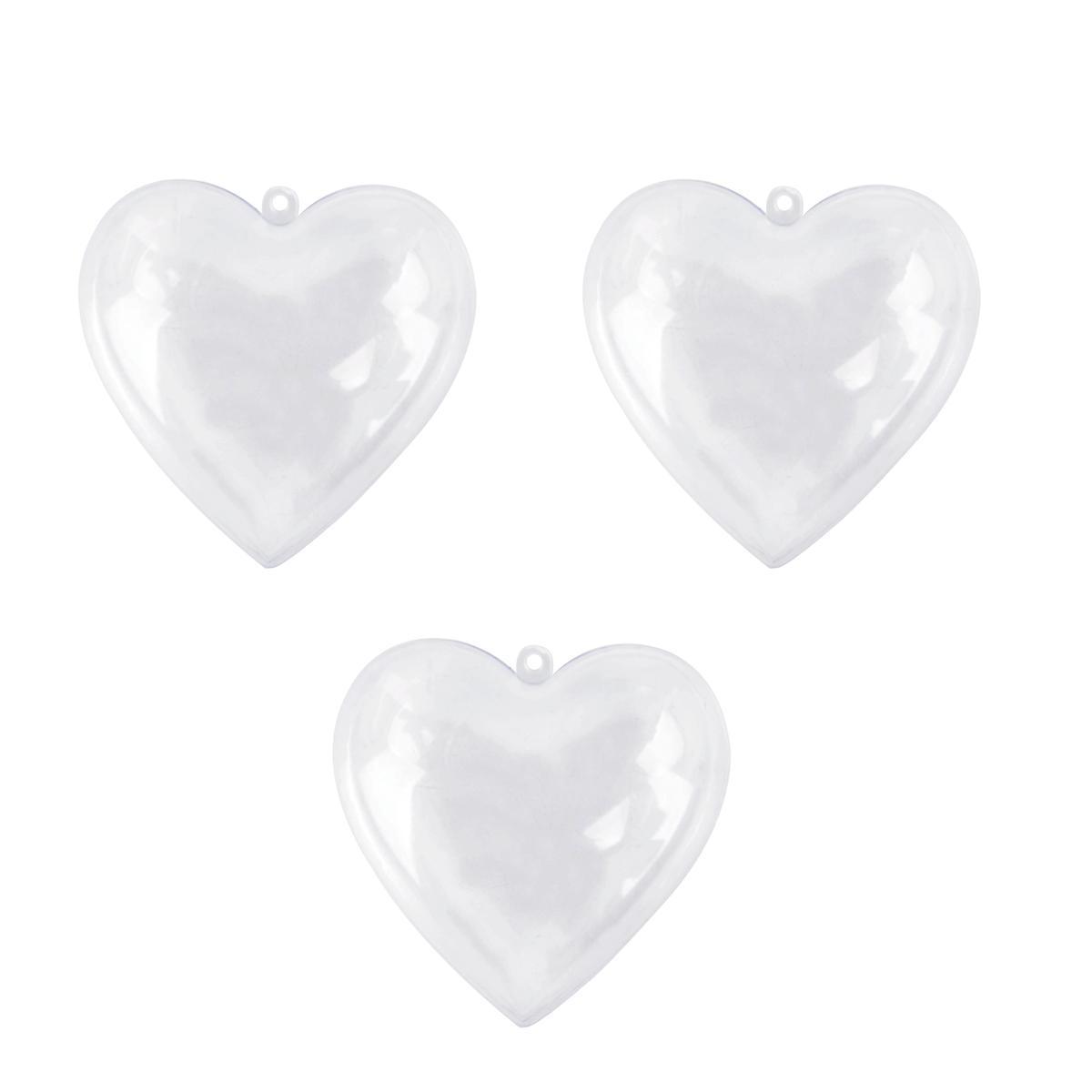 3 cœurs transparents à décorer