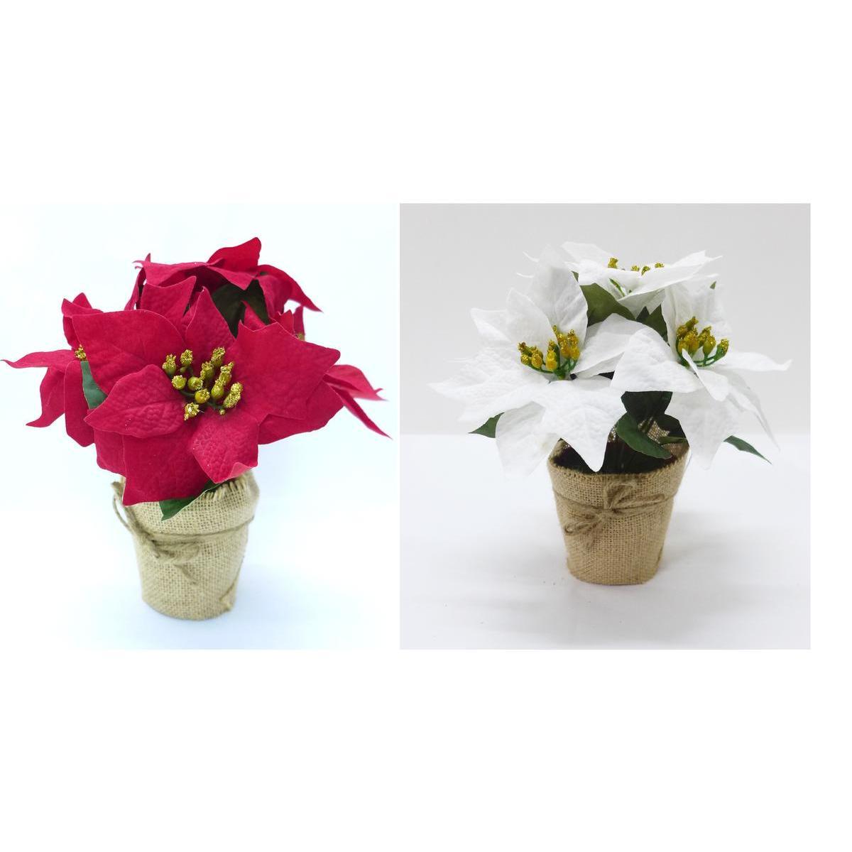 Poinsettia artificielle en pot - Différents modèles