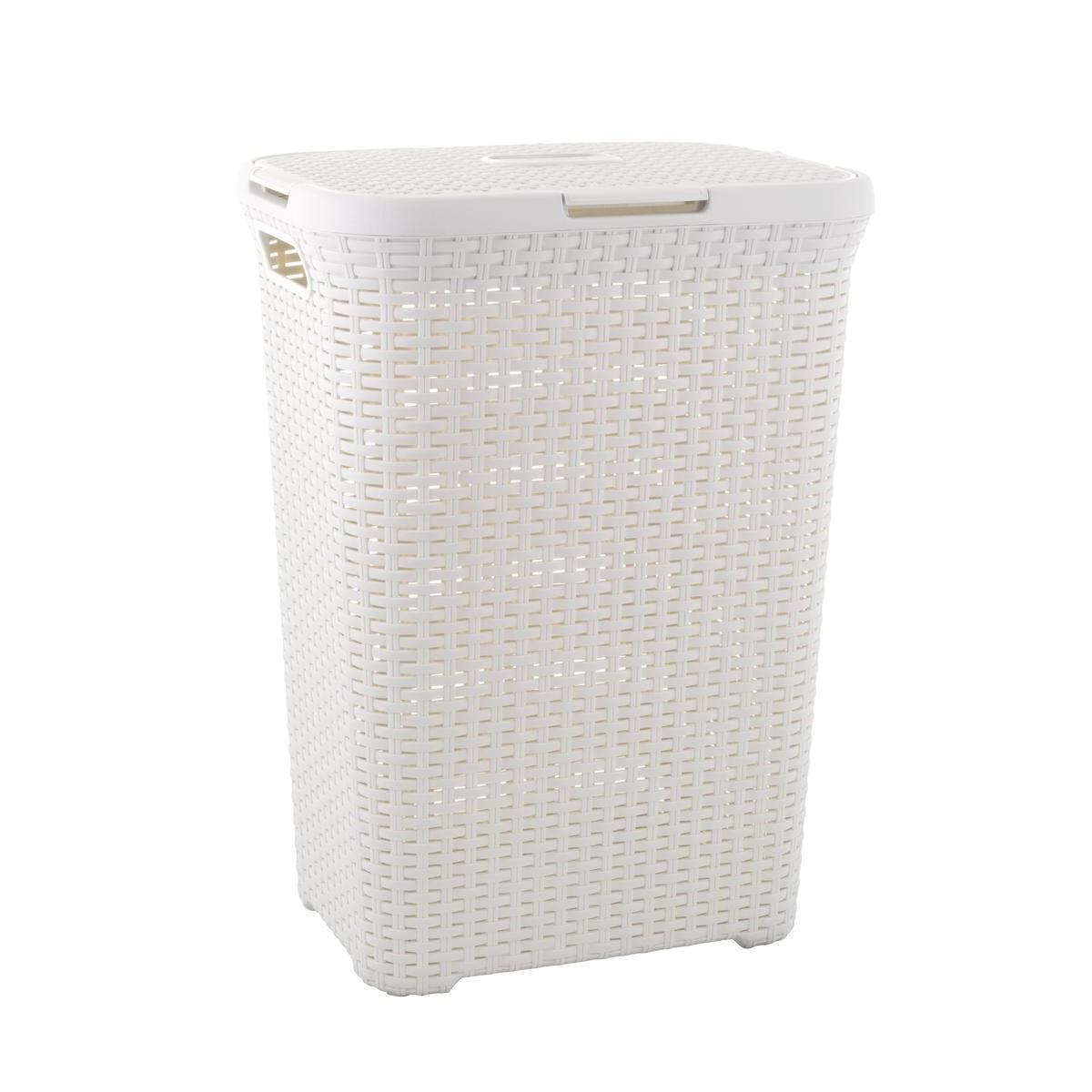 Coffre effet rotin Style Slim - 40 L - Différents coloris & formats - Blanc